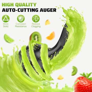 Cold Press Juicer, Masticating Juicer with Quiet Motor, Supports Whole Fruits and Vegetables, Reverse Function, Easy to Clean with Brush