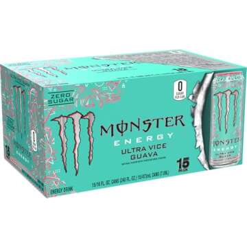 Monster Energy Ultra Vice Guava 16oz - Sugar Free, Pack of 15