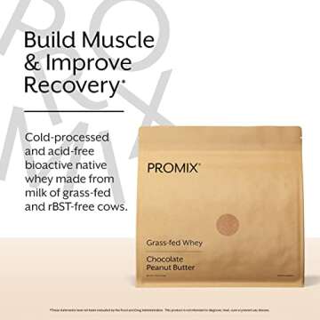 Promix Whey Protein Powder, Chocolate Peanut Butter - 5lb Bulk - Grass-Fed & 100% All Natural - ­Post Workout Fitness & Nutrition Shakes, Smoothies, Baking & Cooking Recipes - Gluten-Free