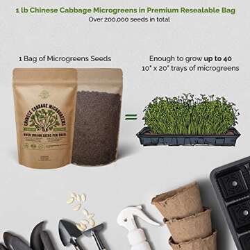 Organo Republic Chinese Cabbage Sprouting & Microgreens Seeds - Non-GMO, Heirloom Seeds Kit, 1lb Resealable Bag for & Growing Microgreens in Soil, Coconut Coir, Aerogarden & Hydroponic System