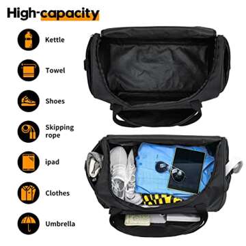 55L Sports Duffle Bags Large Gym Duffel Bag Workout Bag for Men - Black