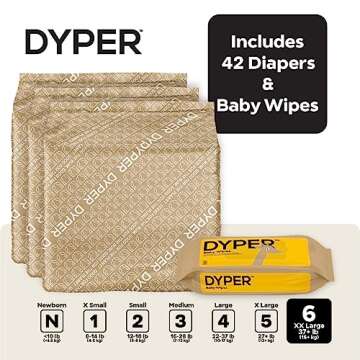 DYPER Viscose from Bamboo Baby Diapers Size 6 + Wipes | Hypoallergenic for Sensitive Skin, Unscented