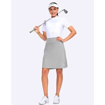 Viodia Women's 20" Knee Length Skorts Skirts Athletic Tennis Golf Skirt for Women Modest Sports Casual Summer Skirt with 5 Pockets Gray