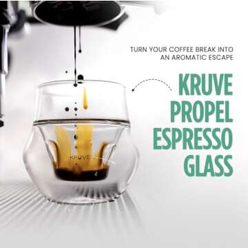 KRUVE Propel Espresso Cups, Handmade Double-Walled Glass Coffee Mugs, Clear 2.5 oz, Scientific Design for Better Tasting Coffee (Set of Two) - Unique Glass Coffee Cups with Headspace and Internal Fins