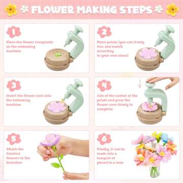 Fabric Flower Bouquets Toys, DIY Craft Kits Toys for Kids - Flower Market Toy, Build Your Flower Bouquet, Arts & Crafts for 4 5 6 7 8 Year Toddler Girl, Educational Activity Preschool B-Day Gifts