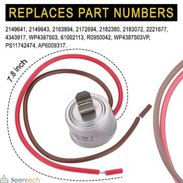 4387503 Refrigerator Bimetal Defrost Thermostat by Seentech - Compatible with Whirlpool, Ken-more Refrigerator/Freezer: Replaces PS11742474 AP6009317 WP4387503 343917 61002113