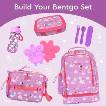 Bentgo Kids Prints Leak-Proof, 5-Compartment Bento-Style Kids Lunch Box - Ideal Portion Sizes for Ages 3-7, Durable, Drop-Proof, Dishwasher Safe, & Made with BPA-Free Materials (Fairies)