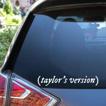 taylors version car decal, waterproof vinyl sticker, rearview mirror decal, folklore car bumper decal (10, White opal)