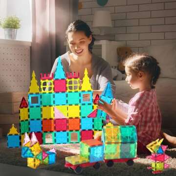 Jasonwell Magnetic Tiles Building Blocks Set for Boys Girls Preschool Educational Magnet Construction Kit Stacking STEM Toys Christmas Birthday Gifts for Kids Toddlers 3 4 5 6 7 8 9 10 + Year Old