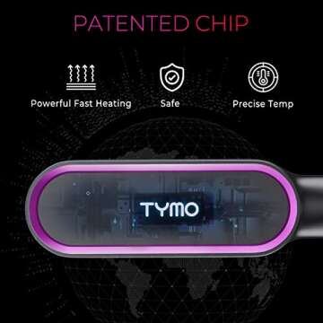 TYMO Ring Hair Straightener Brush - Fast Heating & Dual Voltage