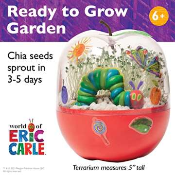 Creativity for Kids The Very Hungry Caterpillar: Ready to Grow Garden [Amazon Exclusive] Science Terrarium Kit Inspired from The World of Eric Carle Books, Gifts for Kids Ages 6-8+