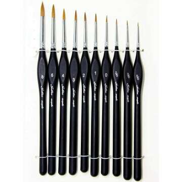 Detail Paint Brushes Set 10pcs Miniature Brushes for Fine Detailing & Art Painting - Acrylic, Watercolor,Oil,Models, Warhammer 40k.