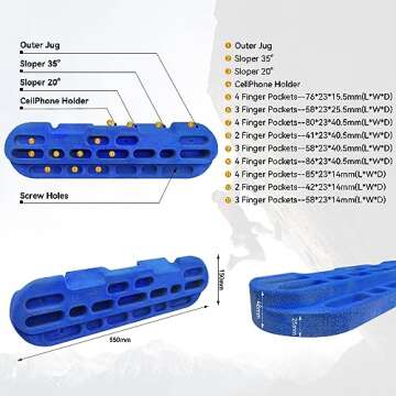 TWO STONES Hangboard Rock Climbing | Hang Board | Climbing Board | Rock Climbing Fingerboard | Rock Climbing Holds for Rock Climbers (Blue)