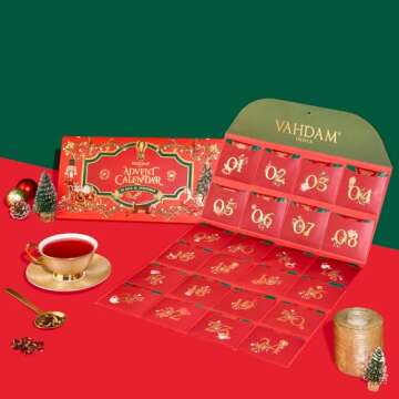 VAHDAM | Limited Edition - Advent Calendar 2024 Folding Gift Box | 24 Unique Loose Leaf Teas - Holiday Gift Pack | Christmas Advent Calendar 2024 for Adults, Advent Calendar 2024 Adult Women and Men