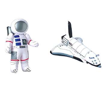 Outer Space PARTY DECORATIONS - Inflatable ASTRONAUT & SPACE SHUTTLE Inflate TOYS - BIRTHDY Party DECOR/Science-