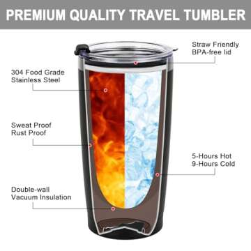 Qtencas Gifts for Parents, Best Mom and Dad Ever Stainless Steel Travel Tumbler Set, Christmas Gifts for Parents Mom Dad New Parents, Parents Christmas Gifts Ideas, Birthday Gift(20oz, Black&Rosegold)