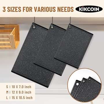 Kikcoin 3-Piece Plastic Cutting Boards Set - Dishwasher Safe, Non-Slip Feet, Juice Grooves