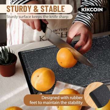 Kikcoin Plastic Cutting Boards - 3-Piece Sets, Dishwasher Safe