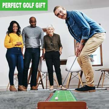 Loowoko Indoor Putting Green with Ball Return, Golf Practice Training Equipment Putting Mat for Home Office