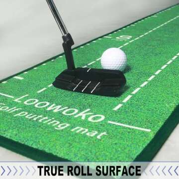 Loowoko Indoor Putting Green with Ball Return, Golf Practice Training Equipment Putting Mat for Home Office