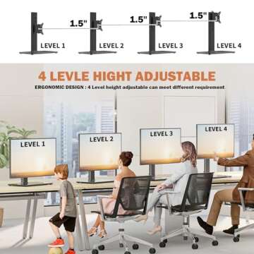 Single LCD Computer Monitor Free-Standing Desk Stand Mount Riser for 13 inch to 32 inch screen with Swivel