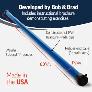 OPTP Booyah Stik by Bob and Brad - Yoga Stick for Stretching, Walking, and Exercise - Physical Therapy Stick, Pilates Stick, or Fitness Stick for Balance and Mobility Training