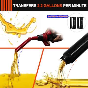 Battery Powered Fuel Transfer Pump - Water transfer Pump, Portable Electric Siphon Fuel Transfer Pump - Operated Stick Pumps, Full Power 2.2 Gallons Per Min,Hand-Held Nozzle With Hose