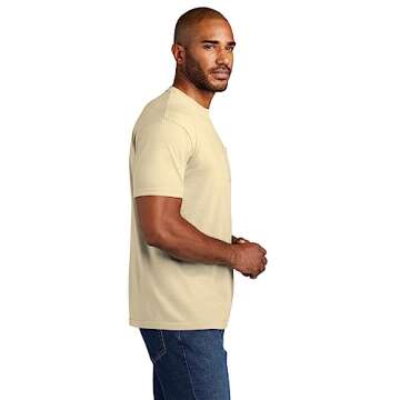 Comfort Colors Men's Adult Short Sleeve Pocket Tee, Style 6030 (Large, Ivory)