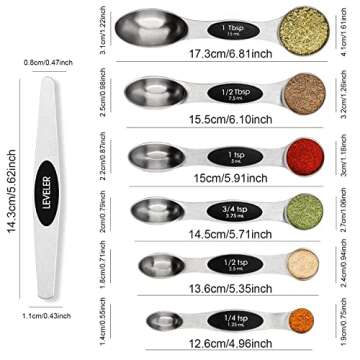 Magnetic Measuring Spoons Set in Stainless Steel with Bonus Leveler