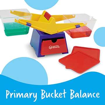 Learning Resources Primary Bucket Balance Teaching Scale - 1 Piece, Ages 3+, Math for Preschoolers, Classroom Balance Scale, Balance Scale for Kids, Science for Kids,Back to School Supplies