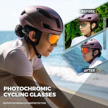 KAPVOE Photochromic Cycling Glasses for Men Women Mountain Bike Sunglasses Black Sports Goggles UV Protection