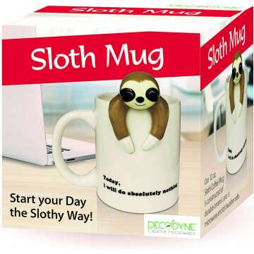 Funny Sloth Coffee Mug - Cute Sloth Gifts For Women and Men - White Elephant Gifts for Adults Funny Office Gifts