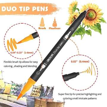 ZSCM Duo Tip Brush Coloring Pens,60 Colors Art Markers,Fine Brush Tip Pen for Adults Coloring Book Journals Planner Writing Drawing Note Taking, Include Brush Lettering Calligraphy