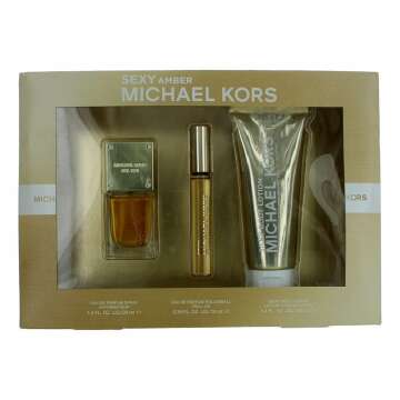 Michael Kors Sexy Amber Fragrance Gift Set for Women 3 piece: EDP Spray 1fl.oz, EDP Rollerball 0.34fl.oz, Body Lotion 3.4fl.oz.in Deluxe Box