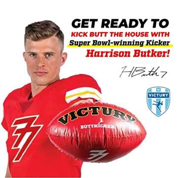 VICTURY BUTTKICKER by Harrison Butker (Red Football One Pack) for Full Force Indoor Kicking, punting and Field Goals