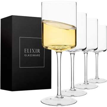 Square Wine Glasses Set - Crystal 14oz