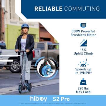 Hiboy S2 Pro Electric Scooter - 500W, 10" Tires