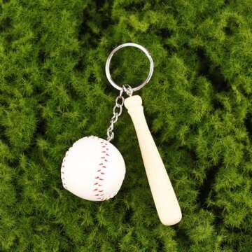 kcrygogo Baseball Keychain Bag Pendant Decorations Genuine Leather Mini Baseball Keyring Sports Keychain for Team, Sports Souvenir Favors and Gifts for Friends Yellow