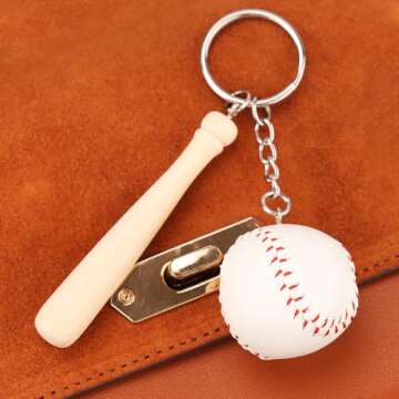 kcrygogo Baseball Keychain Bag Pendant Decorations Genuine Leather Mini Baseball Keyring Sports Keychain for Team, Sports Souvenir Favors and Gifts for Friends Yellow