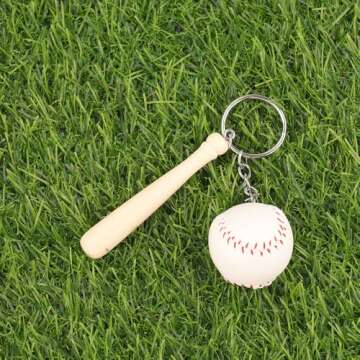 kcrygogo Baseball Keychain Bag Pendant Decorations Genuine Leather Mini Baseball Keyring Sports Keychain for Team, Sports Souvenir Favors and Gifts for Friends Yellow