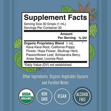 MaryRuth Organics, Herbal Supplement Drop, Calmness & Relaxation, Pack of 1, USDA Kava Root, Sugar/Gluten Free, Support Sleep, Calm & Stress Relief, Vegan, Non-GMO, 30 Servings