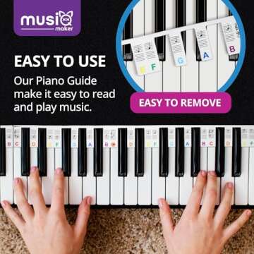 Removable Piano Keyboard Note Labels for Learning – Piano Notes and Keys Guide for 88-Key Full-Size Keyboards. Say Goodbye to Piano Keyboard Stickers - Colorful design by MUSIQ MAKER