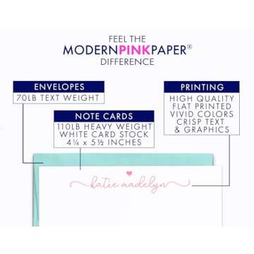 Cute Personalized Stationery Girls, Personalized FLAT Stationery with Heart for Girls Stationary with Envelopes Set, Personalized Note Cards for Girls, Your Choice of Colors and Quantity