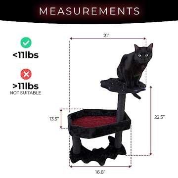 Gothic Cat Tree with Coffin Cat Bed, Gothic Cat Tower, Coffin cat Tree with Sisal Scratching Posts for Halloween cat, Small Size, Black with Red Littlesy