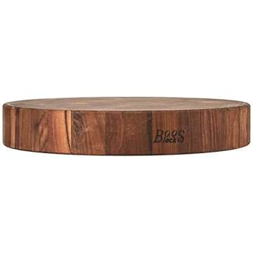 John Boos Block WAL-CCB183-R Classic Collection Walnut Wood End Grain Round Chopping Block, 18 Inches Round x 3 Inches