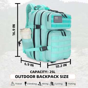 Lovelinks21 25L Tactical Backpack for Men Women Military Backpack Army Assault Pack Molle Backpack Small Bug Out Bag Travel Rucksack Daypack (Mint Green)