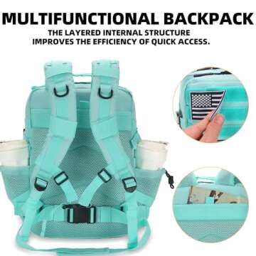 Lovelinks21 25L Tactical Backpack for Men Women Military Backpack Army Assault Pack Molle Backpack Small Bug Out Bag Travel Rucksack Daypack (Mint Green)