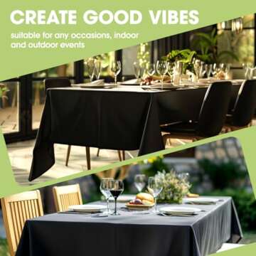 Pureegg Table Cloth - Polyester Table Cloth for Rectangle Table, 60''x84'' Tablecloth, Decorative Tablecloths for Parties, Dinings, Picnics, Washable & Ironable, Black