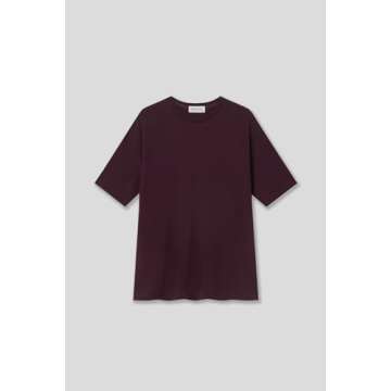 EDUARDO Men's Basic Short-Sleeve T-Shirt Semi Over Relaxed Fit Tee. (Cotton Modal Blend) (US, Alpha, X-Large, Regular, Regular, Wine)