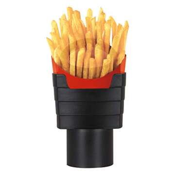 iSaddle French Fry Cup Holder - Automotive Interior Accessories Chips CupHolder for Cell Phone Fast Food Drink Beverage Key Fob Fits Vehicle Boat Truck RV (2.75 inch Base, Black Color)